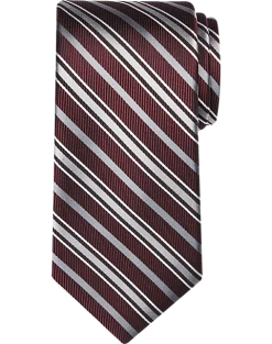 Pronto Uomo Narrow Tie, Burgundy Stripe
