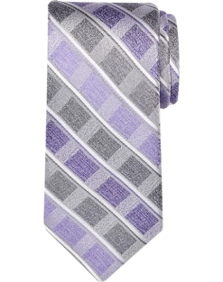 Pronto Uomo Narrow Tie, Plum & Charcoal Grid Stripe