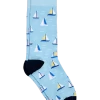 Egara Socks, Light Blue Sailboats -Men Clothing Shop MW40 8WVU 04 EGARA SAILBOATS MAIN