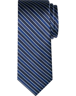 Egara Narrow Tie, Navy Stripe
