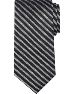 Calvin Klein Narrow Tie, Silver-Gray And Black Stripe