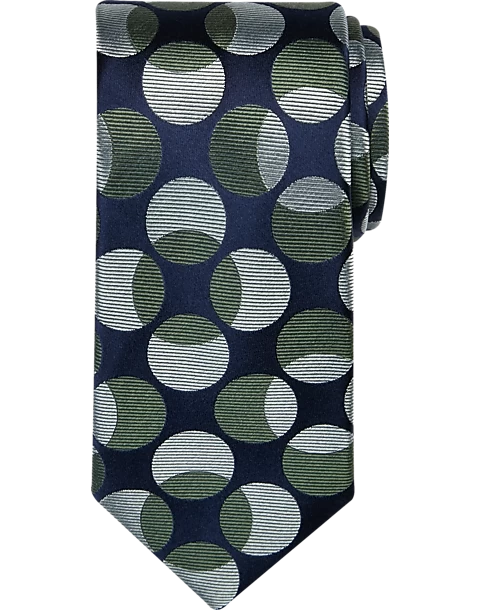 Awearness Kenneth Cole Narrow Tie, Olive Overlapping Dot 3 Awearness Kenneth Cole Narrow Tie, Olive Overlapping Dot