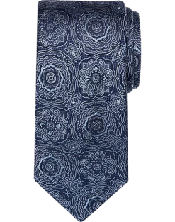 Awearness Kenneth Cole Narrow Tie, Navy Filigree Medallion