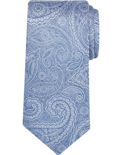 Pronto Uomo Narrow Tie, Light Blue Paisley