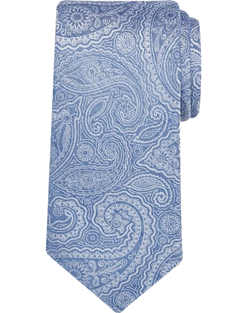 Pronto Uomo Narrow Tie, Light Blue Paisley 3 Pronto Uomo Narrow Tie, Light Blue Paisley
