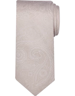Pronto Uomo Narrow Tie, Taupe Paisley