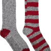 Egara Crew Socks, 2 Pack Gray & Red