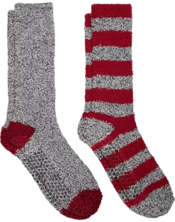 Egara Crew Socks, 2 Pack Gray & Red