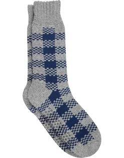 Egara Lounge Socks, Navy & Gray Checkered Stripe