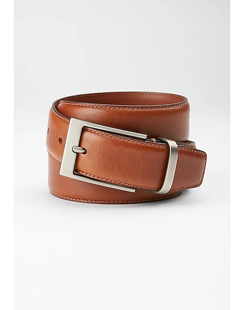 Joseph Abboud Feather Edge Stitched Leather Belt, Cognac 3 Joseph Abboud Feather Edge Stitched Leather Belt, Cognac