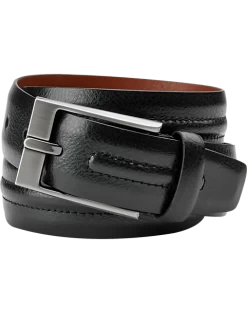 Joseph Abboud Feather Edge Leather Belt, Black