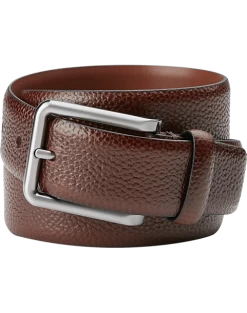 Joseph Abboud Feather Edge Leather Belt, Burgundy