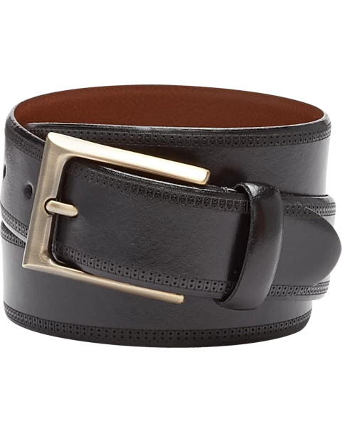 Joseph Abboud Feather Edge Leather Belt, Black 3 Joseph Abboud Feather Edge Leather Belt, Black