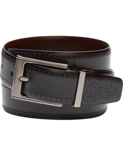 Joseph Abboud Feather Edge Reversible Leather Belt, Black