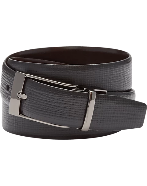 Joseph Abboud Feather Edge Reversible Textured Leather Belt, Black 3 Joseph Abboud Feather Edge Reversible Textured Leather Belt, Black