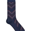 Egara Blue V-Striped Socks, 1 Pair -Men Clothing Shop MW40 8XDJ 01 EGARA SAPPHIRE MAIN