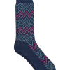 Egara Blue Multicolor Zigzag Socks, 1 Pair -Men Clothing Shop MW40 8XDL 01 EGARA SAPPHIRE MAIN