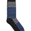 Egara Black And Blue Stripe Socks, 1 Pair -Men Clothing Shop MW40 8XDT 02 EGARA BLACK MAIN