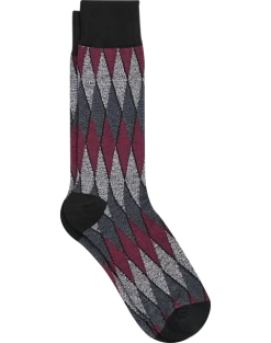 Egara Gray And Burgundy Diamond Socks, 1 Pair