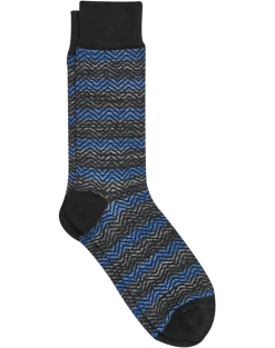 Egara Socks, Gray & Blue Zigzags