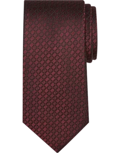 Pronto Uomo Narrow Tie, Burgundy Tonal Grid