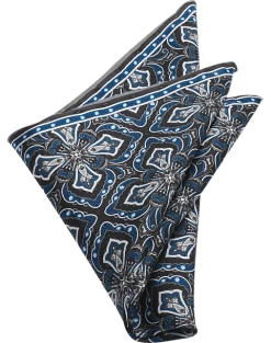 Pronto Uomo Pocket Square, Black Oversized Medallion