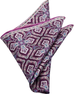 Pronto Uomo Pocket Square, Purple Oversized Medallion