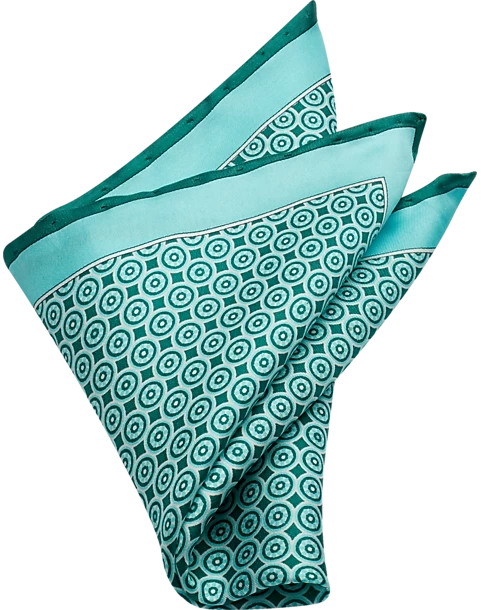 Pronto Uomo Pocket Square, Green Square And Dot 3 Pronto Uomo Pocket Square, Green Square And Dot