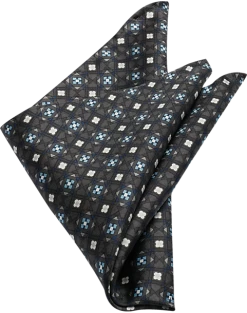 Pronto Uomo Pocket Square, Black Medallion
