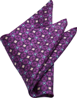 Pronto Uomo Pocket Square, Plum Medallion