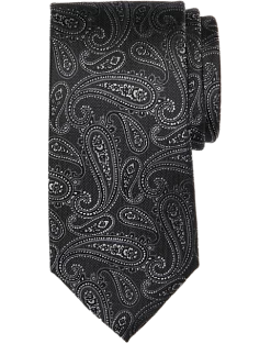 Pronto Uomo Narrow Tie, Black Tonal Paisley