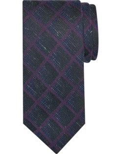 Pronto Uomo Narrow Tie, Navy Sketched Diamond