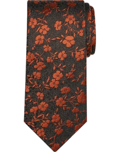 Pronto Uomo Narrow Tie, Orange Floral