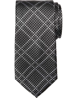 Joseph Abboud Narrow Tie, Black Tonal Plaid