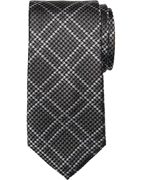 Joseph Abboud Narrow Tie, Black Tonal Plaid 3 Joseph Abboud Narrow Tie, Black Tonal Plaid