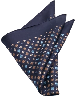 Joseph Abboud Pocket Square, Blue Mini Retro Pattern