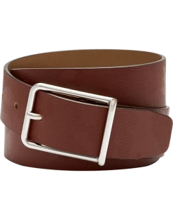 Joseph Abboud Leather Casual Belt, Cognac Abstract Geo