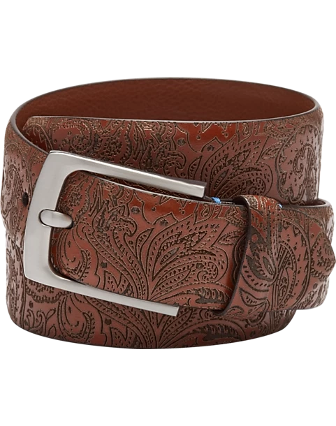 Joseph Abboud Leather Casual Belt, Cognac Floral Paisley 3 Joseph Abboud Leather Casual Belt, Cognac Floral Paisley
