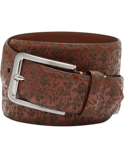 Joseph Abboud Leather Casual Belt, Cognac Floral
