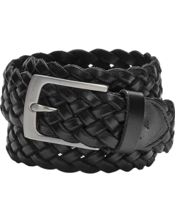 Joseph Abboud Genuine Leather Braided Belt, Black