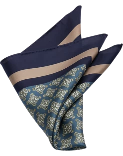 Joseph Abboud Pocket Square, Blue Medallion