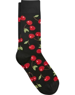 Egara Socks, Black With Red Cherries