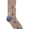 Egara Socks, Tan With Anchors