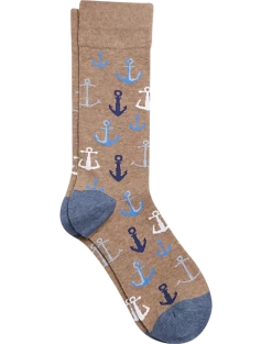 Egara Socks, Tan With Anchors