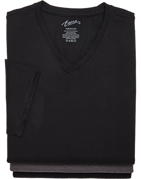 Egara Slim Fit V-Neck T-Shirt, 3-Pack, Black & Gray 3 Egara Slim Fit V-Neck T-Shirt, 3-Pack, Black & Gray