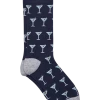 Egara Socks, Navy Martini Glasses -Men Clothing Shop MW40 8XY5 01 EGARA NAVY MAIN