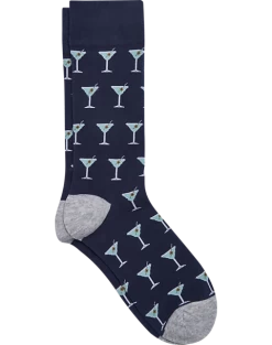 Egara Socks, Navy Martini Glasses