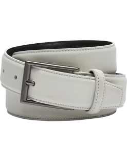 Egara Feather Edge 32mm Faux Leather Belt, White