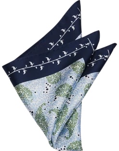 Pronto Uomo Pocket Square, Green Paisley