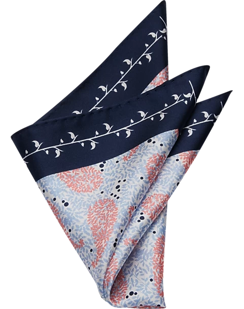 Pronto Uomo Pocket Square, Coral Paisley 3 Pronto Uomo Pocket Square, Coral Paisley